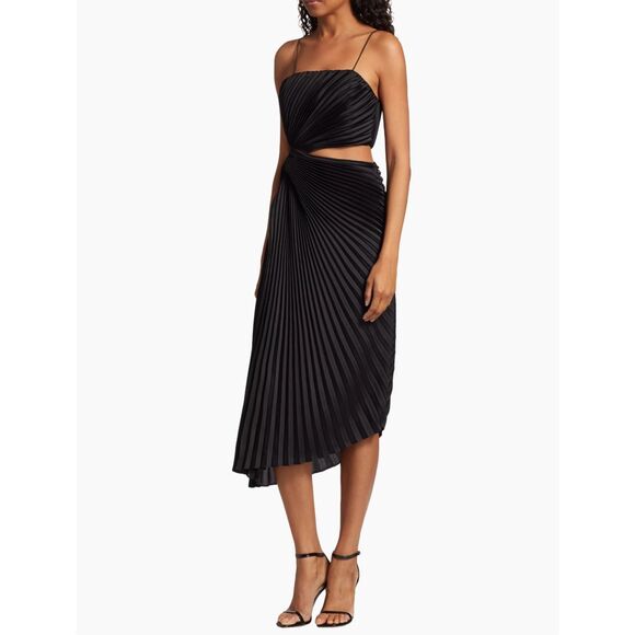 NWT Alice + Olivia Fayeth Pleated Cut-Out Midi-Dress $595 - Picture 3 of 11